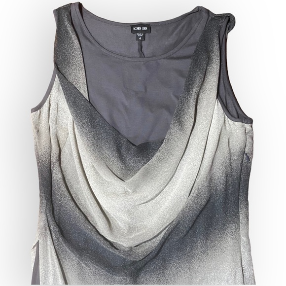Ronan Chen Stretch Silky Slip Dress Tunic Grey White Size Medium - Picture 4 of 12